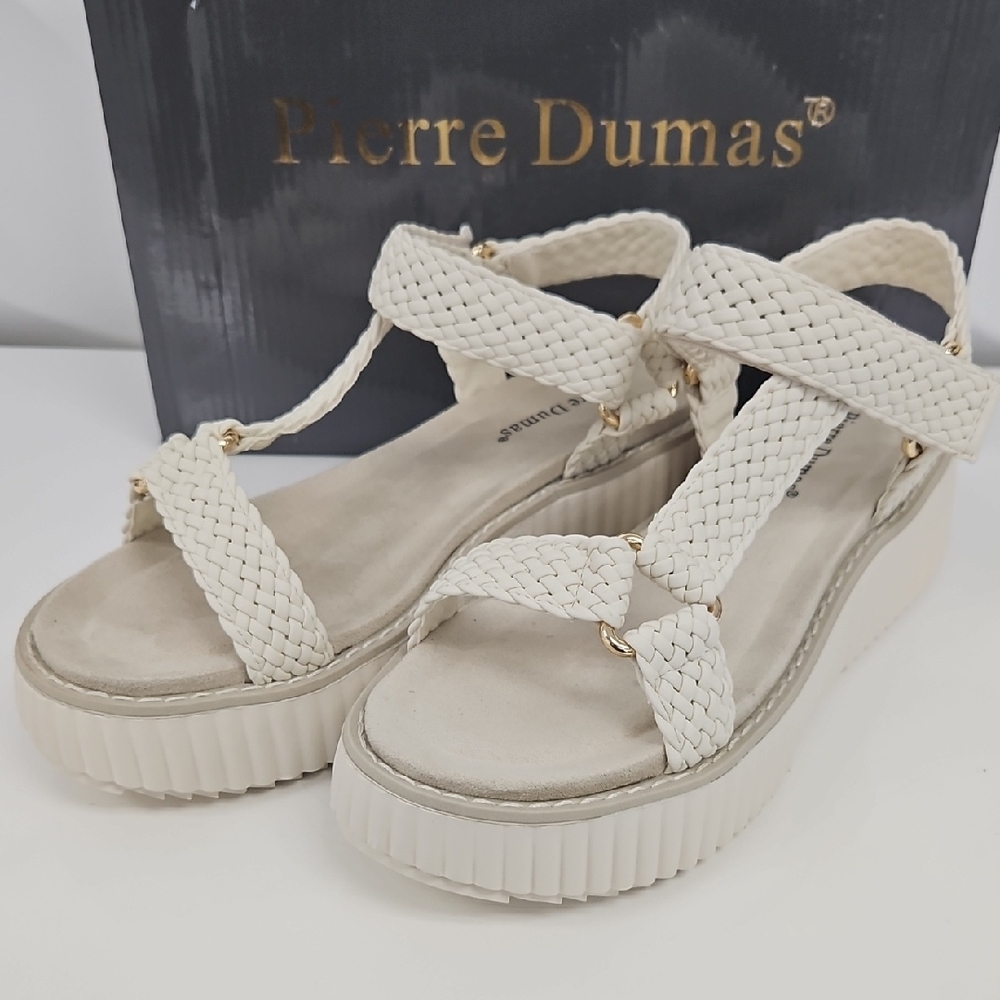 Pierre Dumas Women's Sweet-11 Braided Cream Platform Sandals